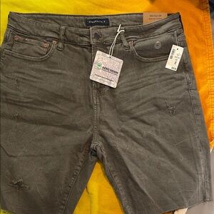 Aeropostale Olive Green Slim Cut-Off Shorts